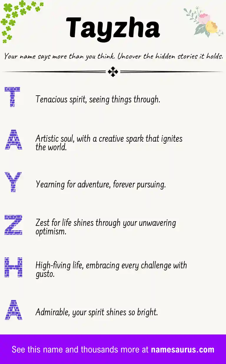 Acrostic poem about Tayzha.