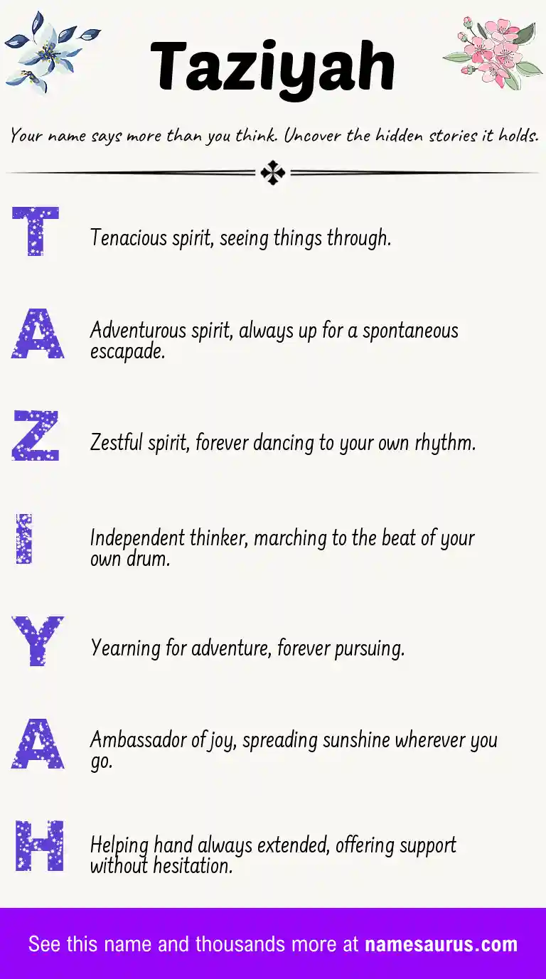 Acrostic poem about Taziyah.