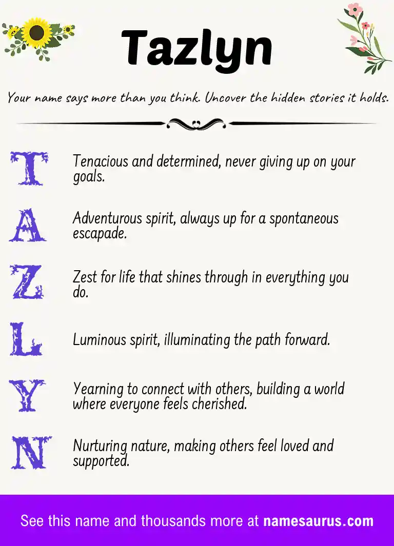 Acrostic poem about Tazlyn.