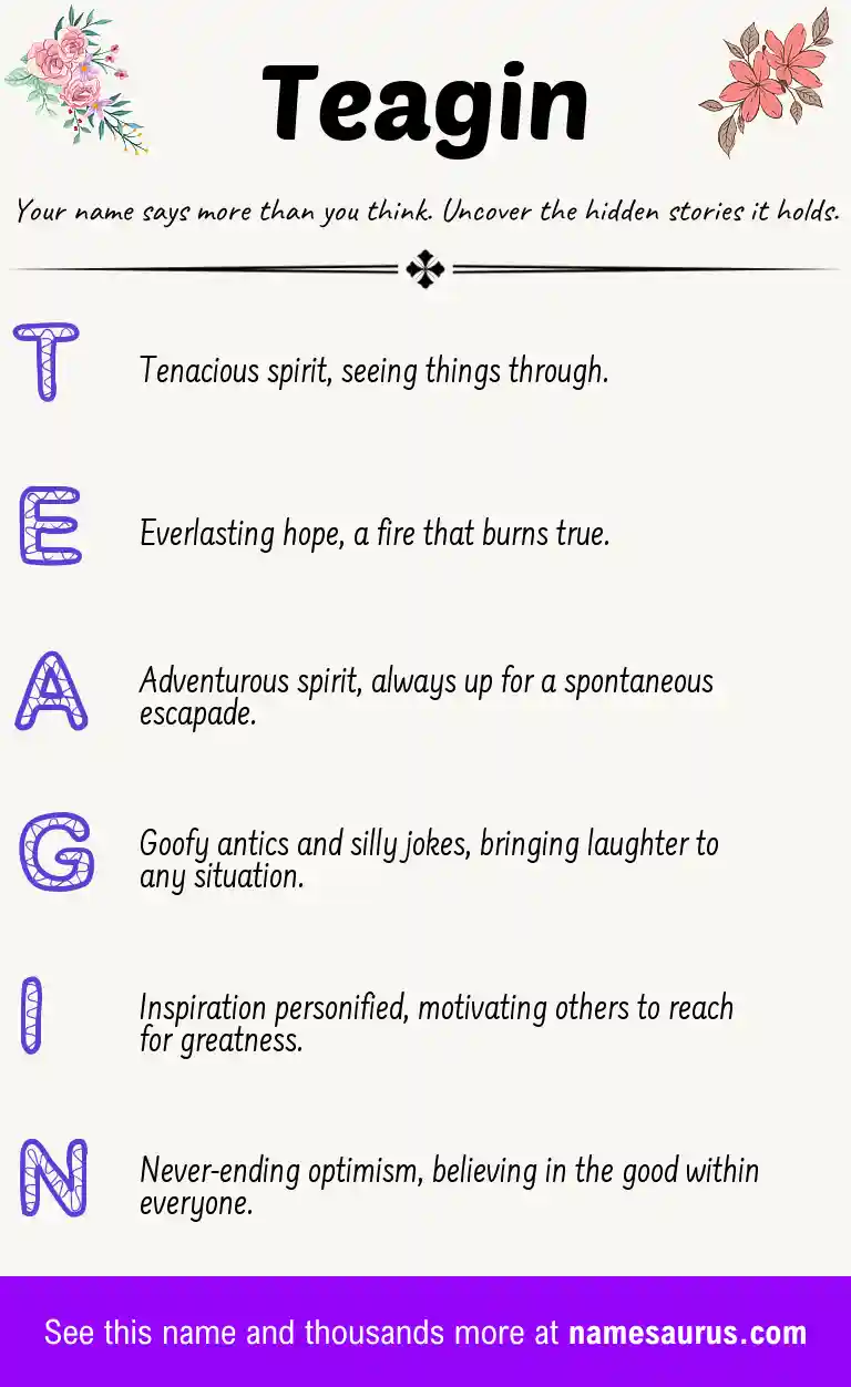 Acrostic poem about Teagin.
