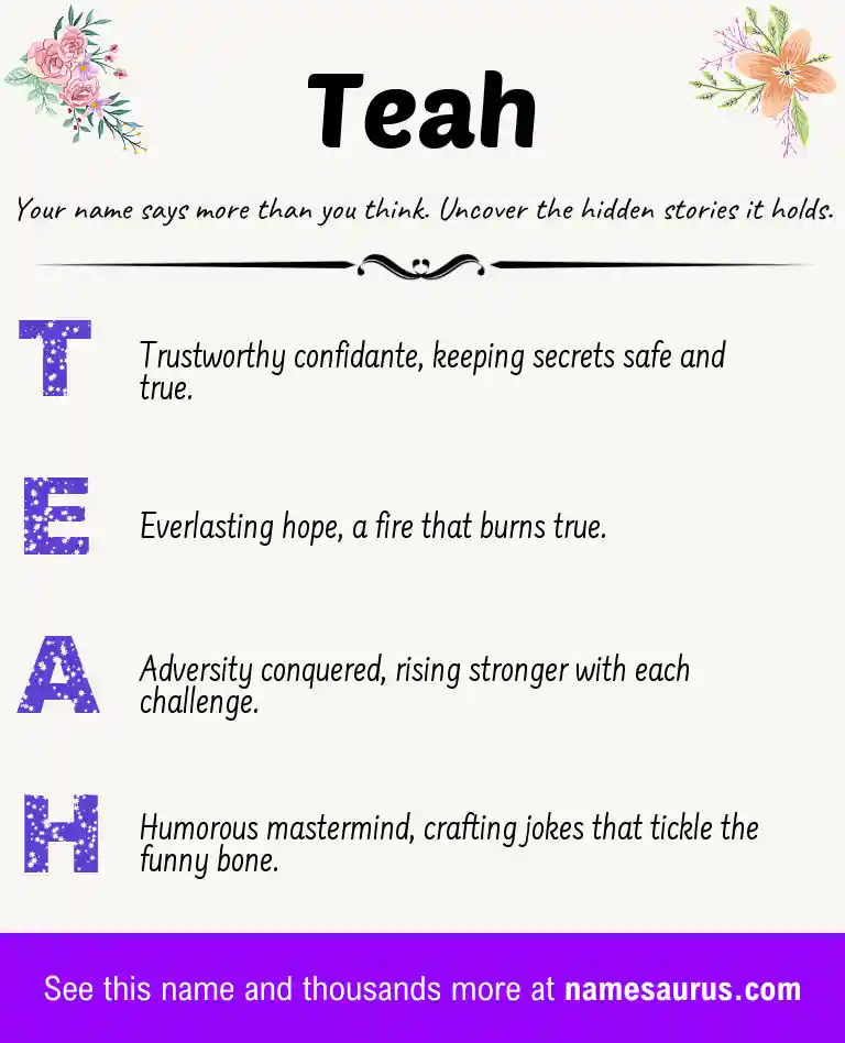 Acrostic poem about Teah.