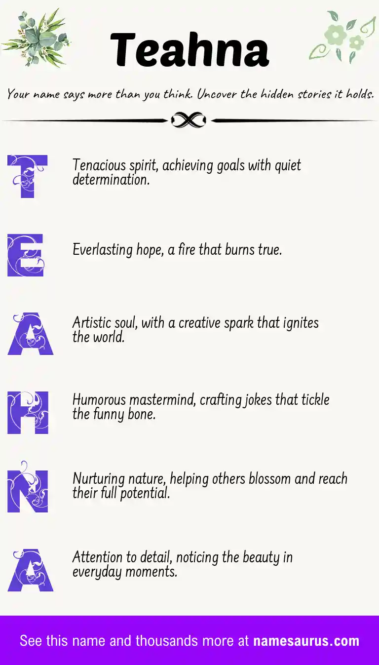 Acrostic poem about Teahna.