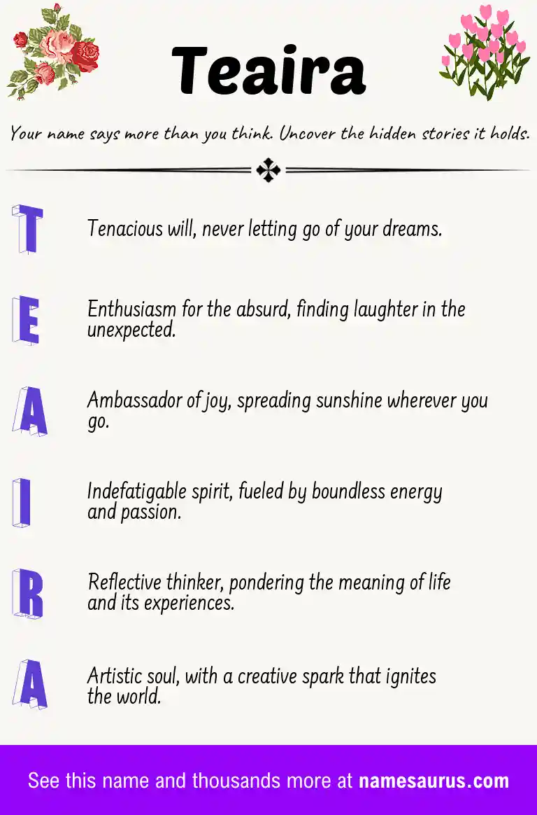 Acrostic poem about Teaira.