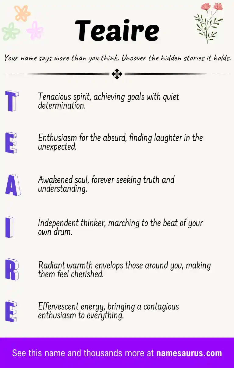 Acrostic poem about Teaire.