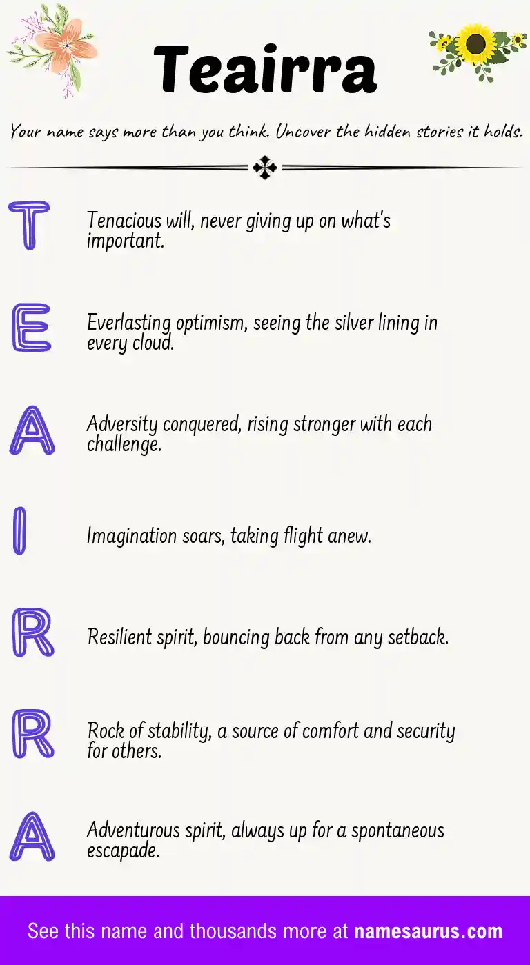 Acrostic poem about Teairra.
