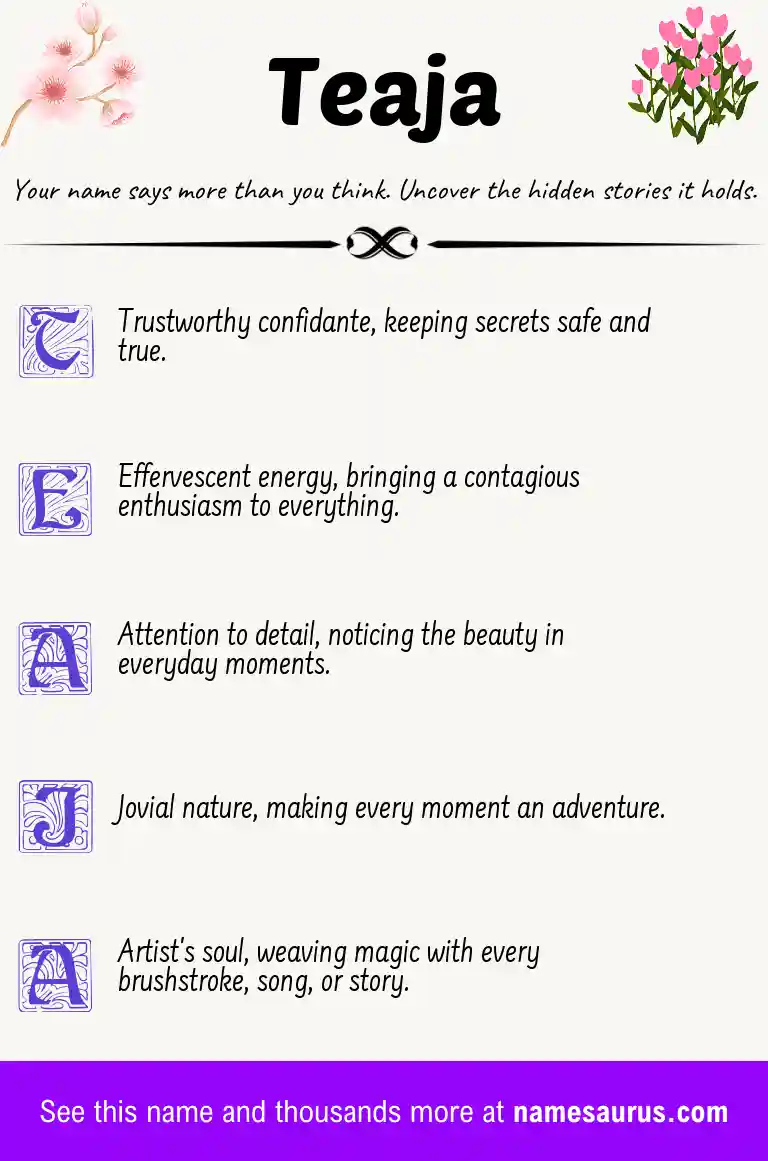 Acrostic poem about Teaja.