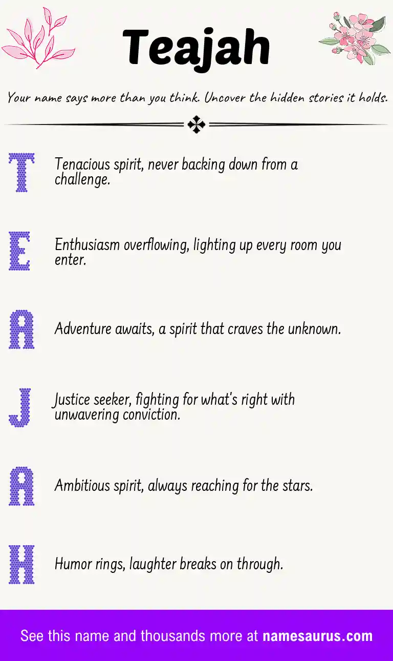 Acrostic poem about Teajah.