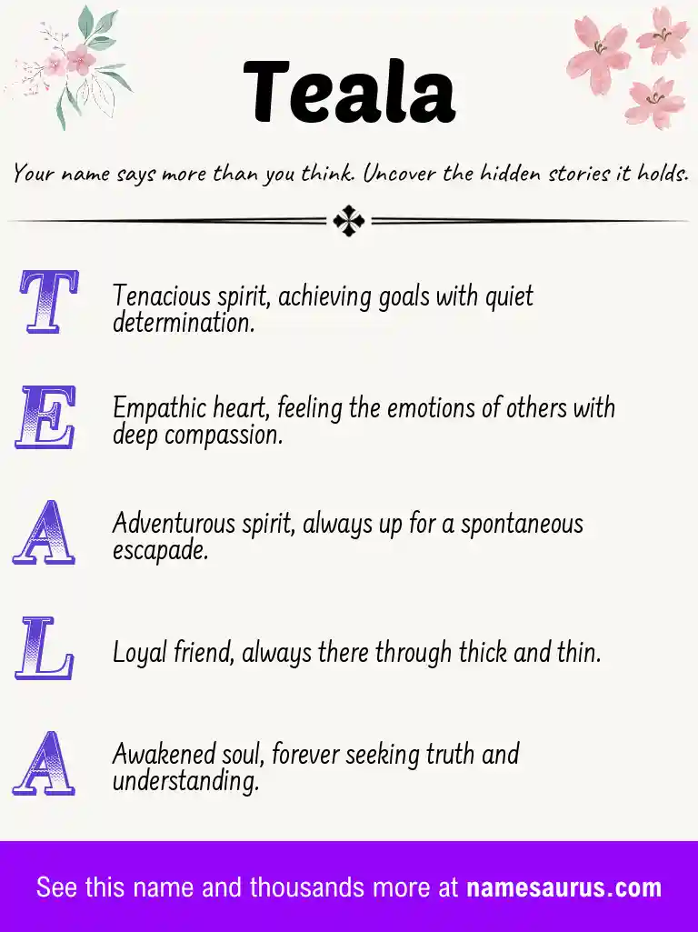 Acrostic poem about Teala.