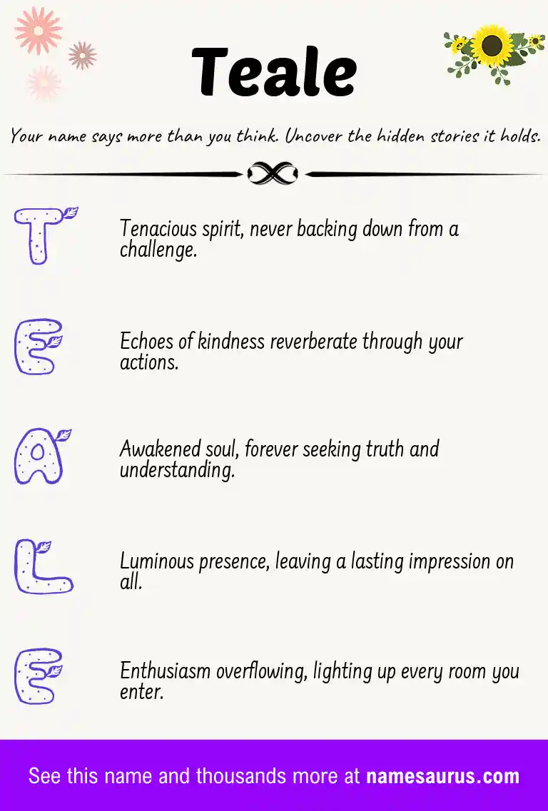 Acrostic poem about Teale.