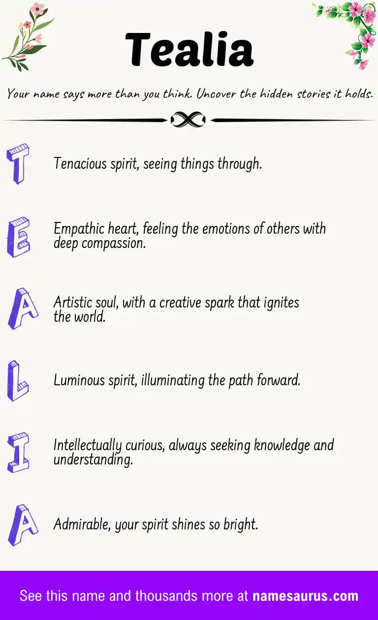 Acrostic poem about Tealia.