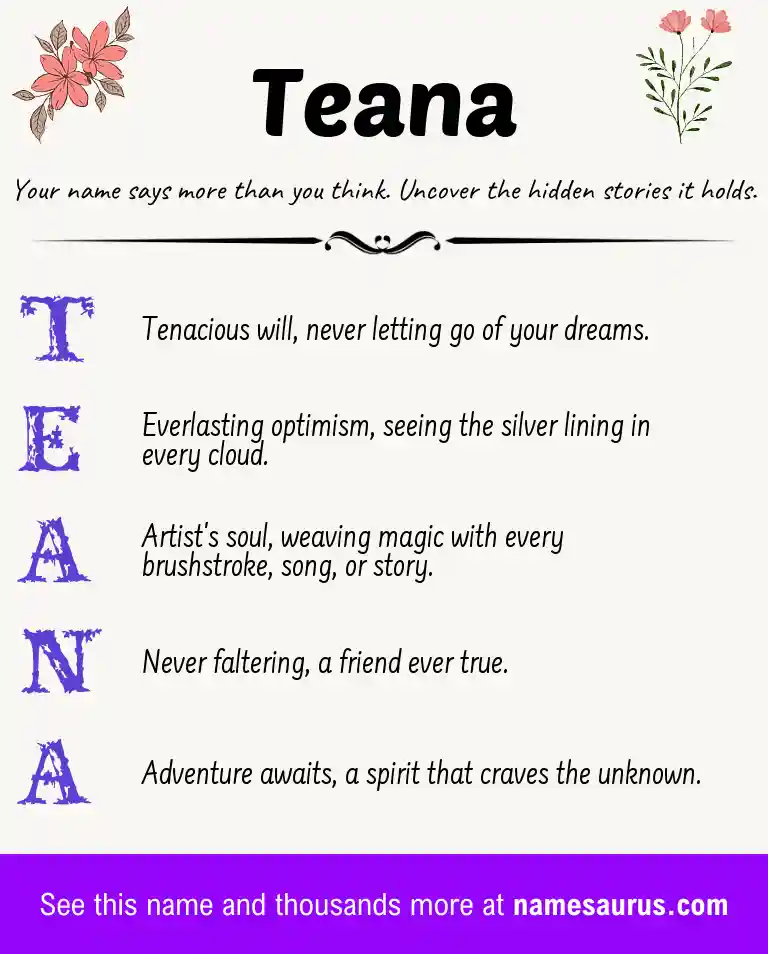 Acrostic poem about Teana.