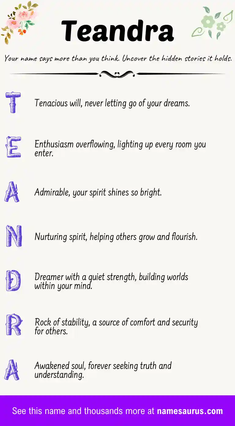 Acrostic poem about Teandra.