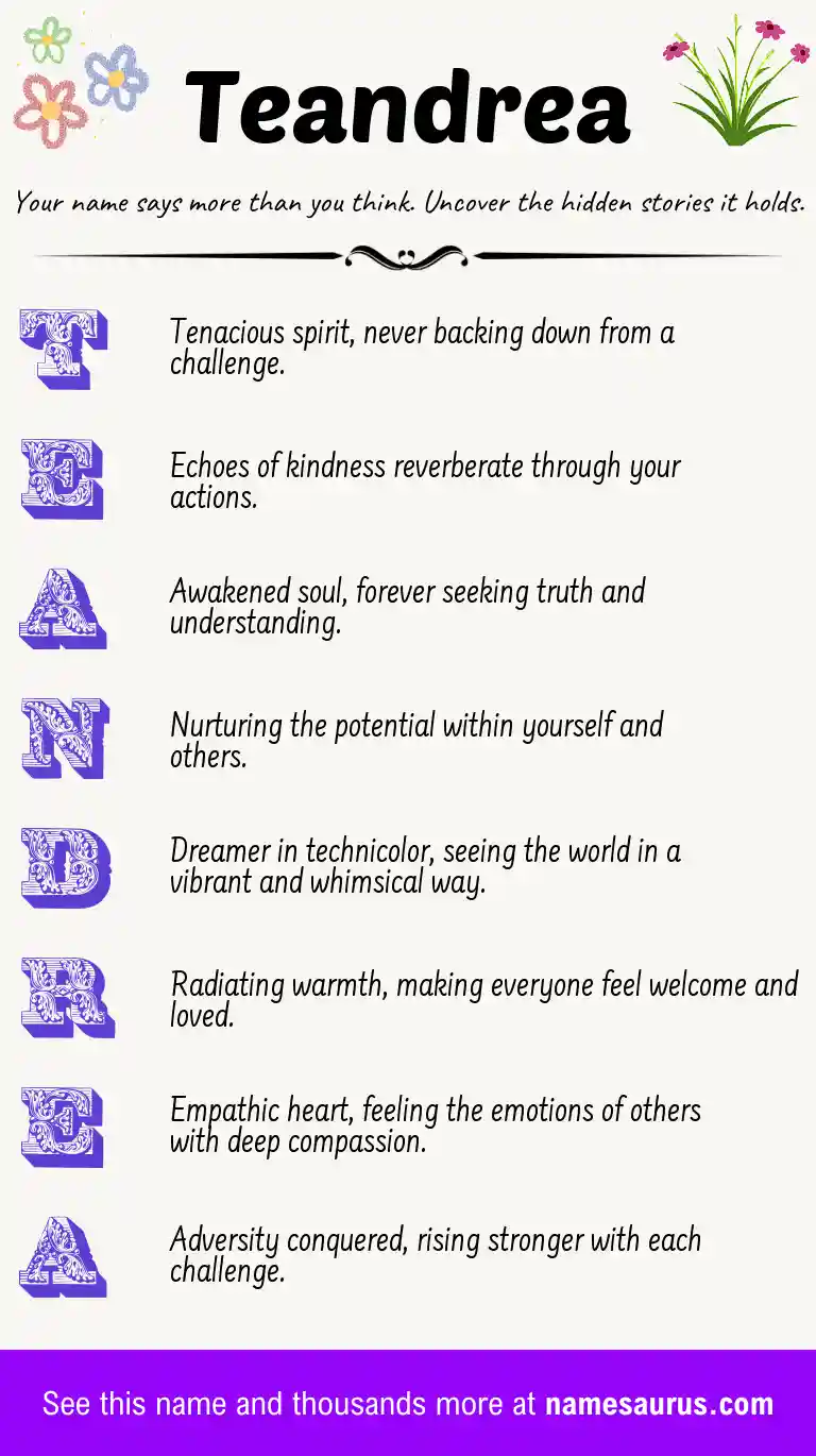 Acrostic poem about Teandrea.