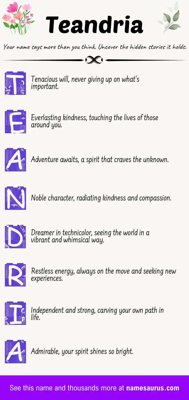 Acrostic poem about Teandria.