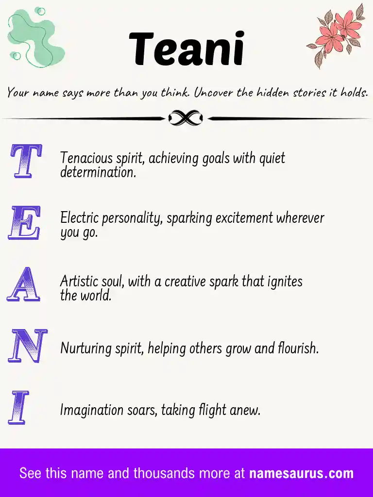 Acrostic poem about Teani.