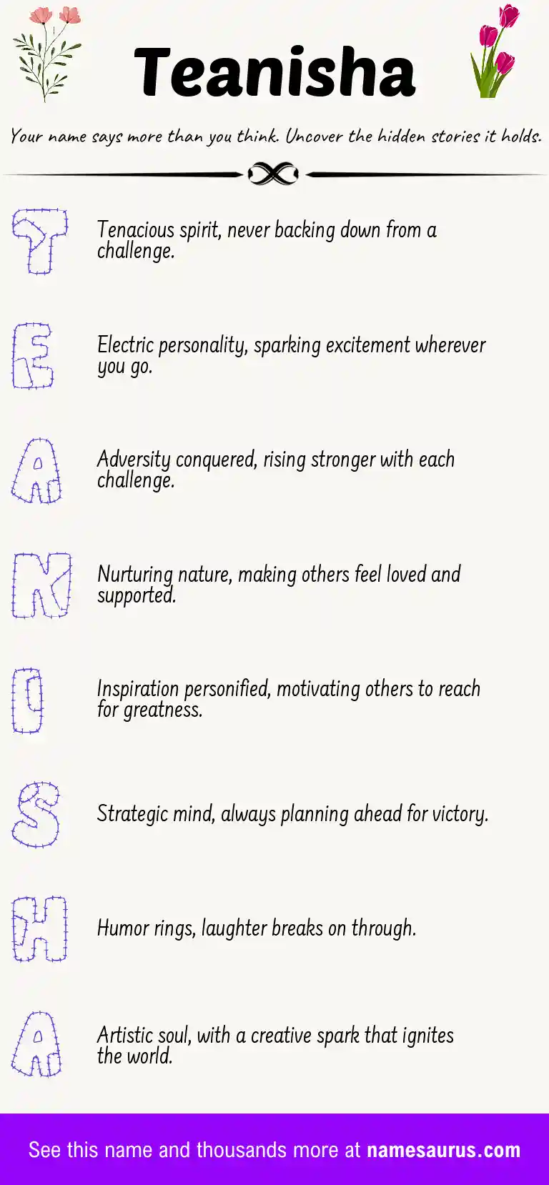 Acrostic poem about Teanisha.
