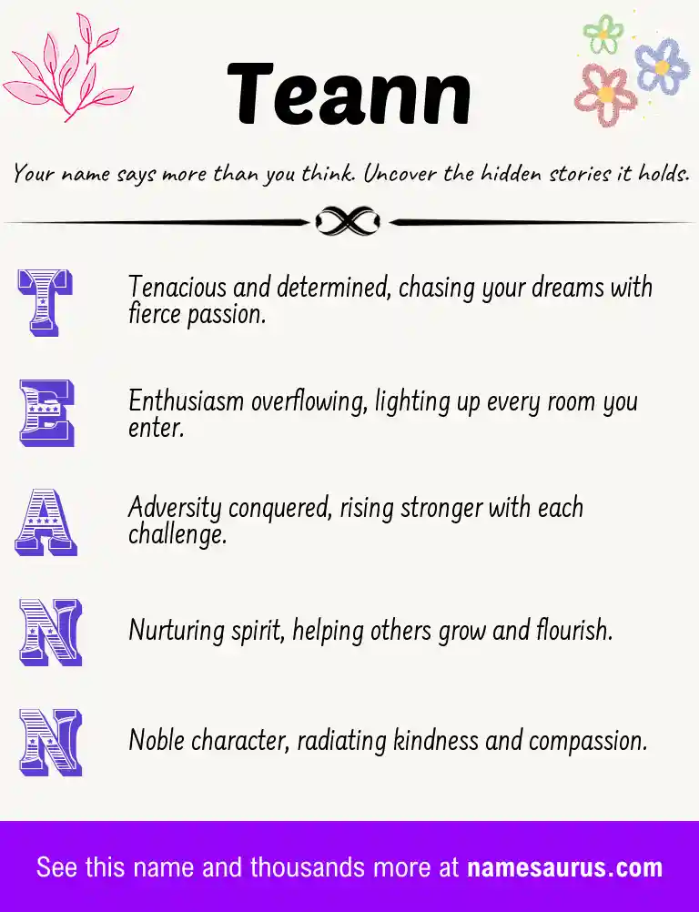 Acrostic poem about Teann.