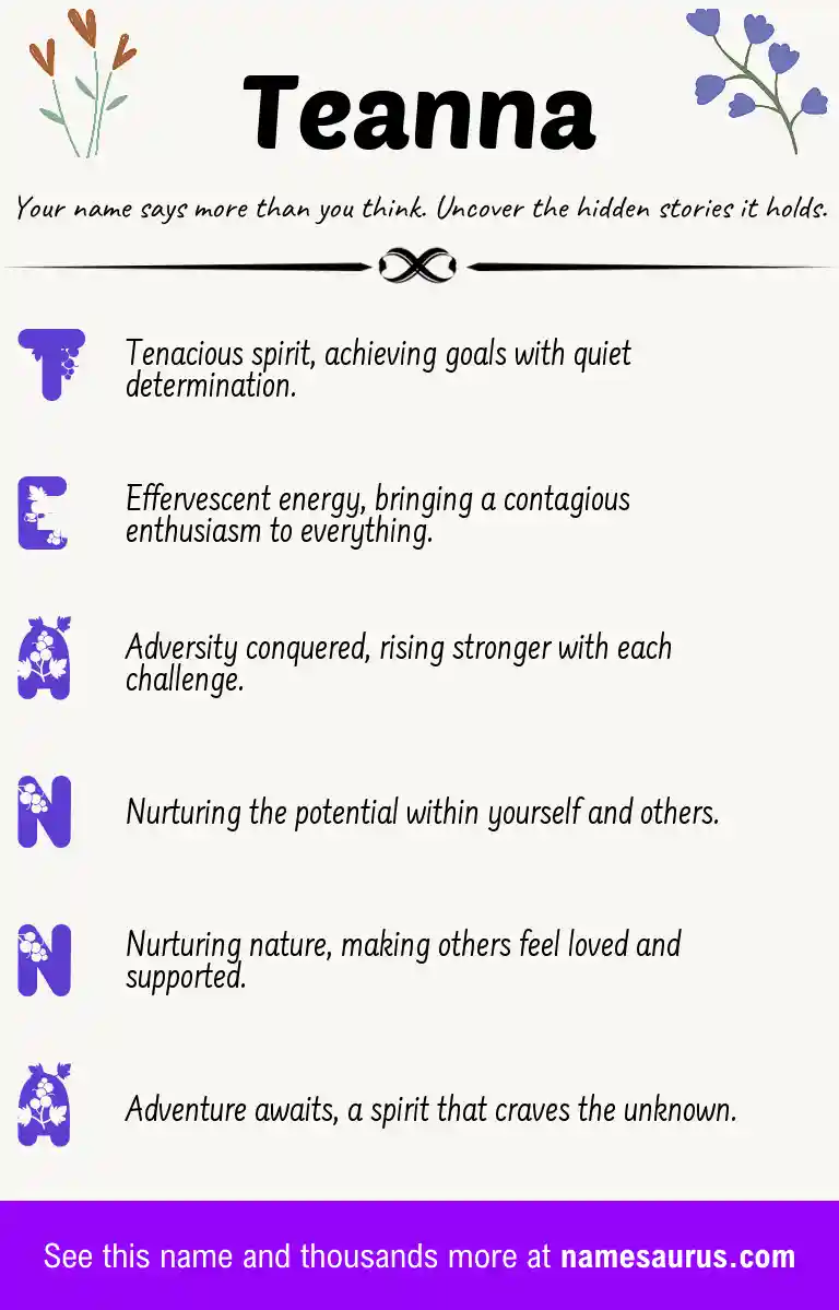 Acrostic poem about Teanna.