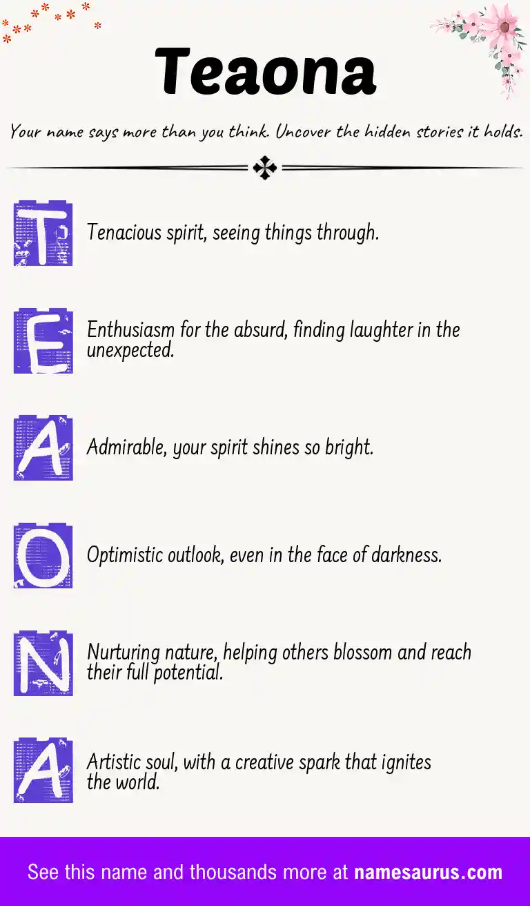 Acrostic poem about Teaona.