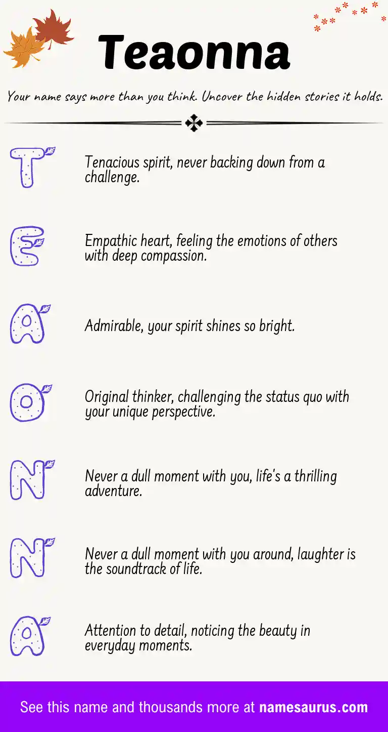 Acrostic poem about Teaonna.