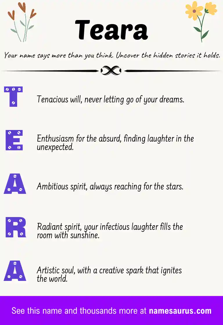 Acrostic poem about Teara.