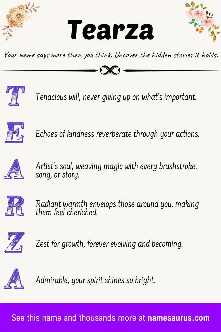 Acrostic poem about Tearza.