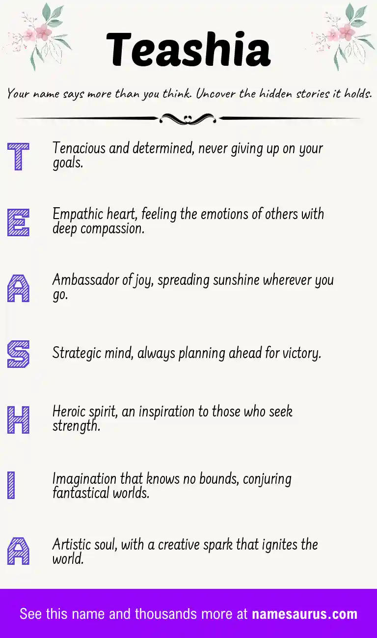 Acrostic poem about Teashia.