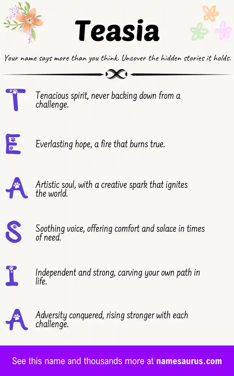 Acrostic poem about Teasia.