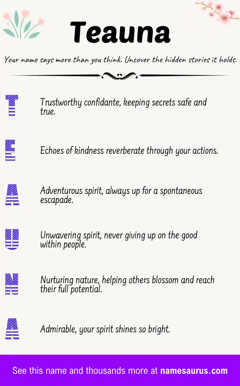 Acrostic poem about Teauna.