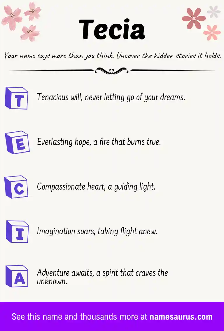Acrostic poem about Tecia.