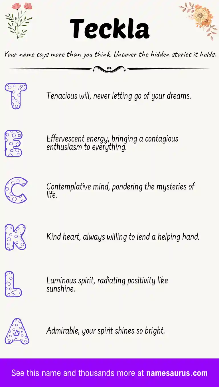 Acrostic poem about Teckla.