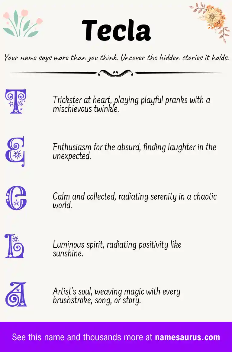 Acrostic poem about Tecla.