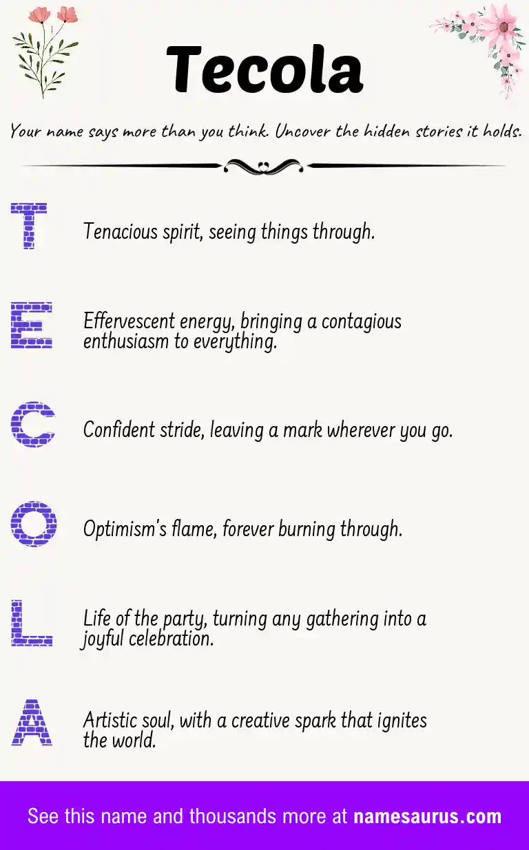 Acrostic poem about Tecola.