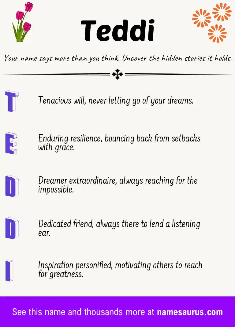 Acrostic poem about Teddi.