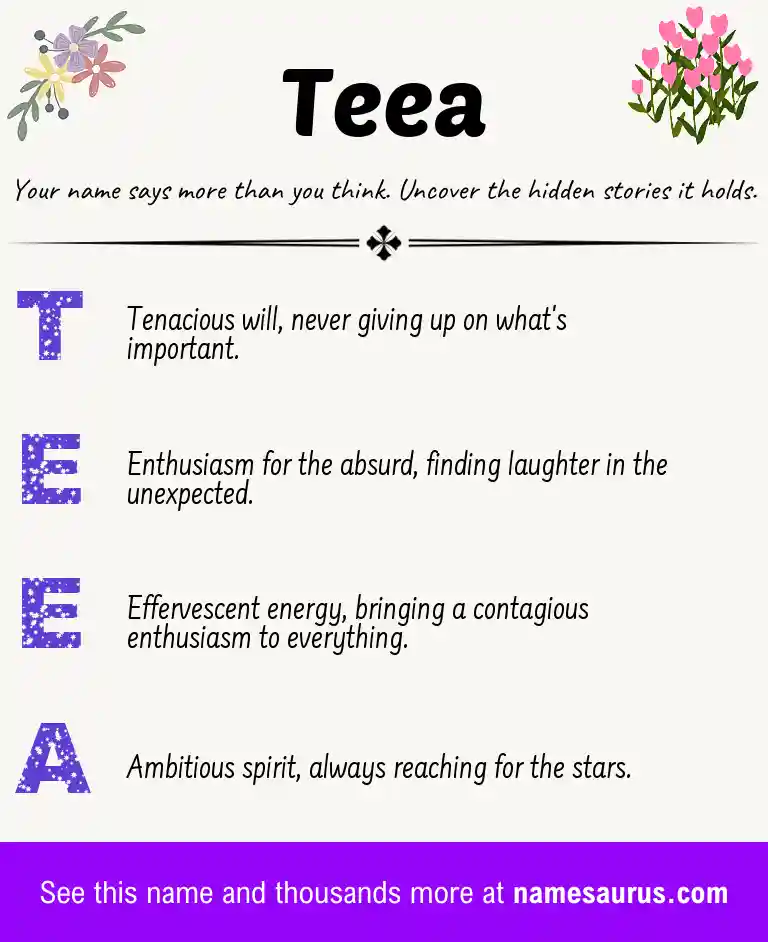 Acrostic poem about Teea.