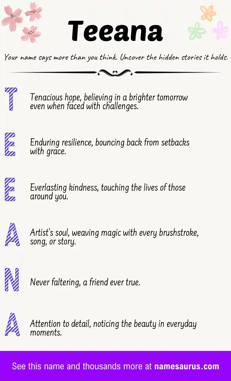 Acrostic poem about Teeana.