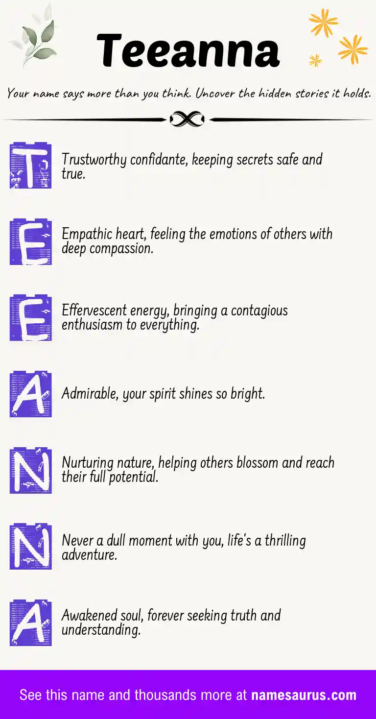 Acrostic poem about Teeanna.