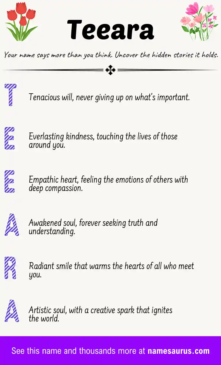 Acrostic poem about Teeara.