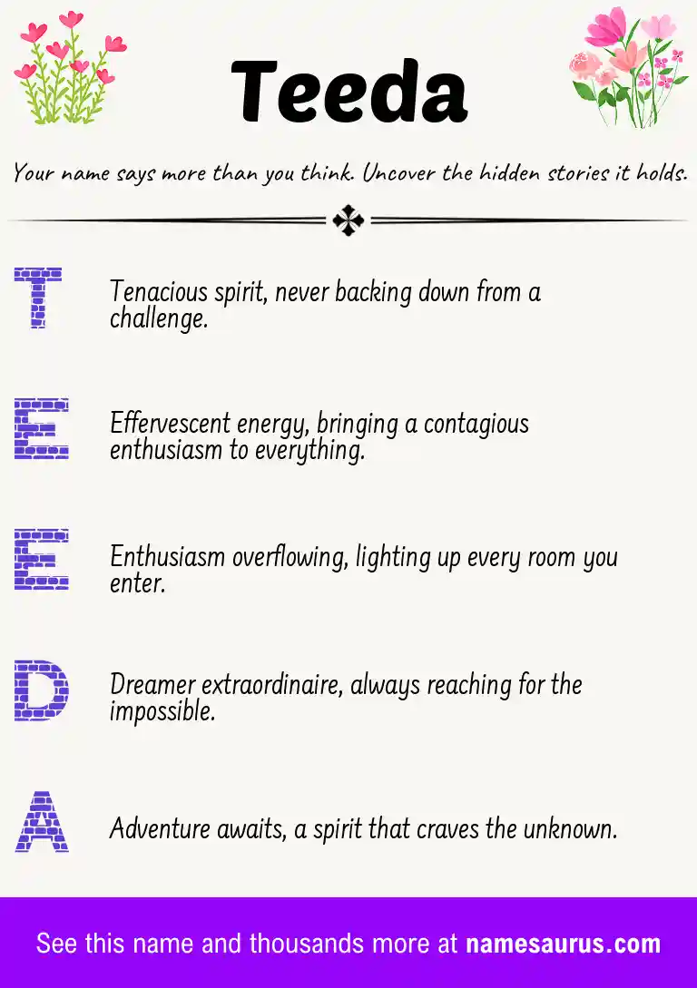 Acrostic poem about Teeda.