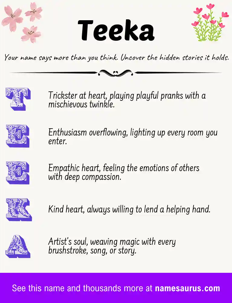 Acrostic poem about Teeka.