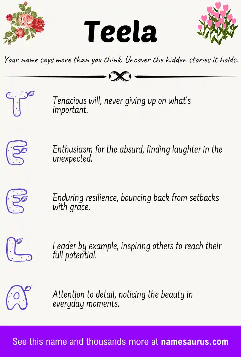 Acrostic poem about Teela.