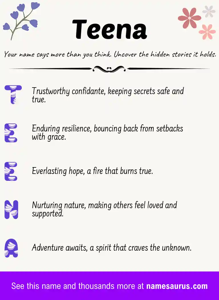 Acrostic poem about Teena.