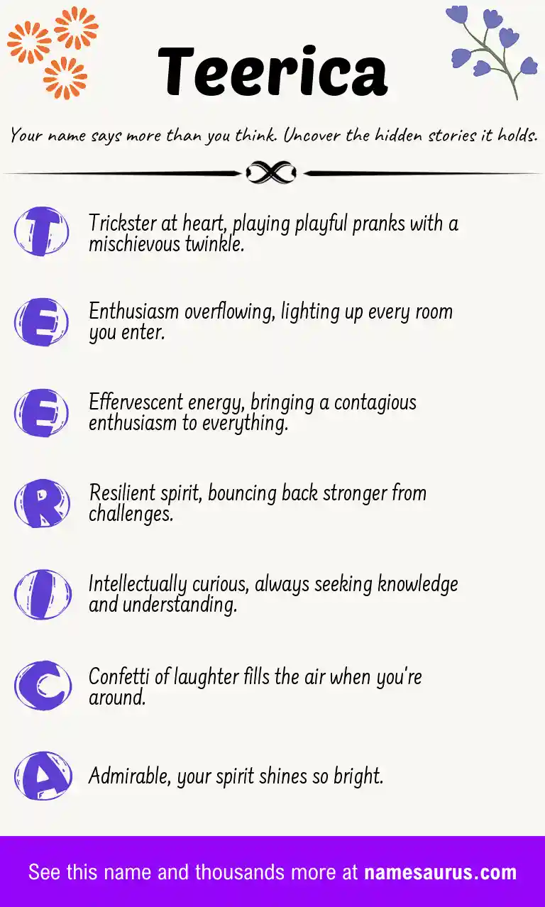 Acrostic poem about Teerica.