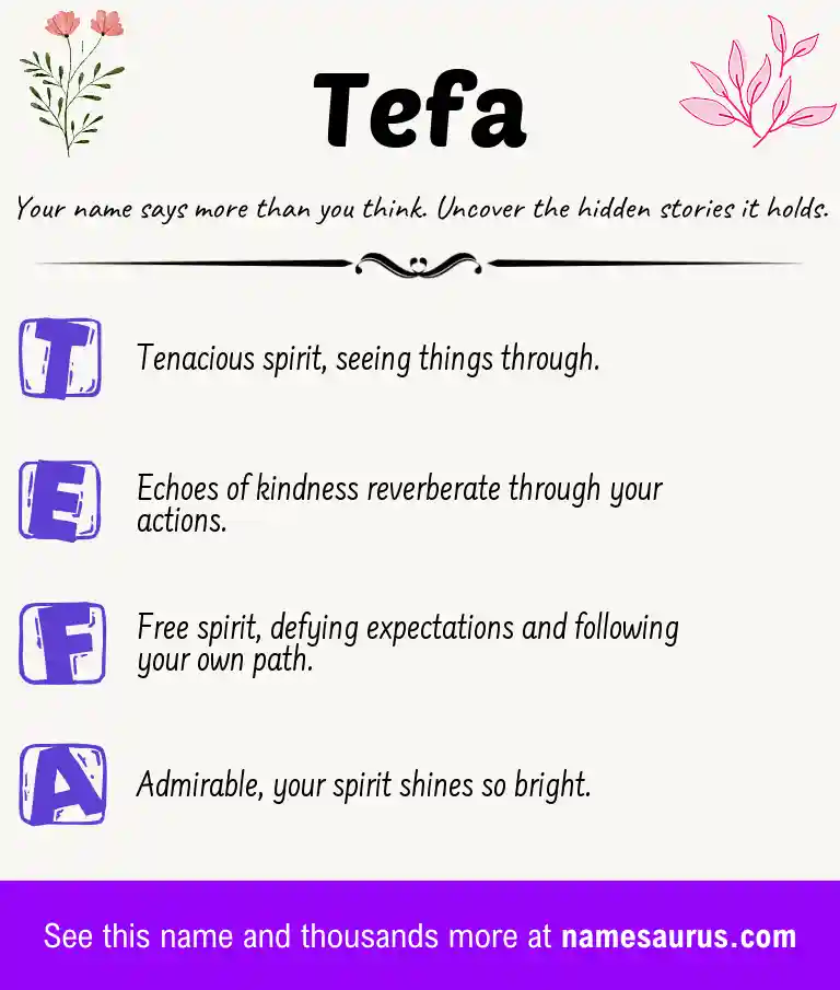 Acrostic poem about Tefa.