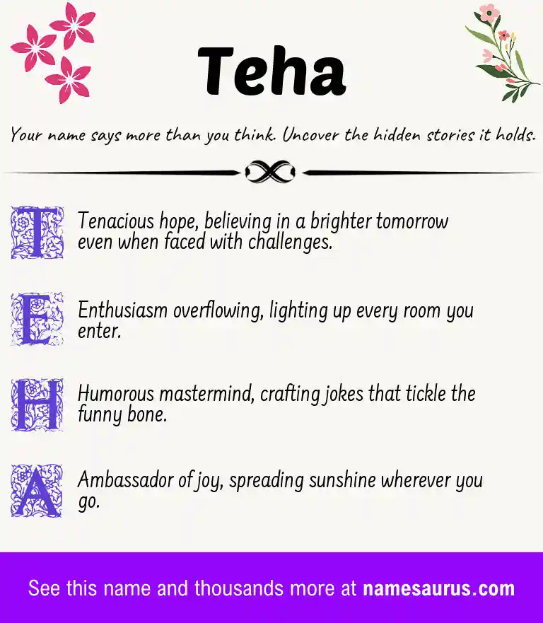 Acrostic poem about Teha.