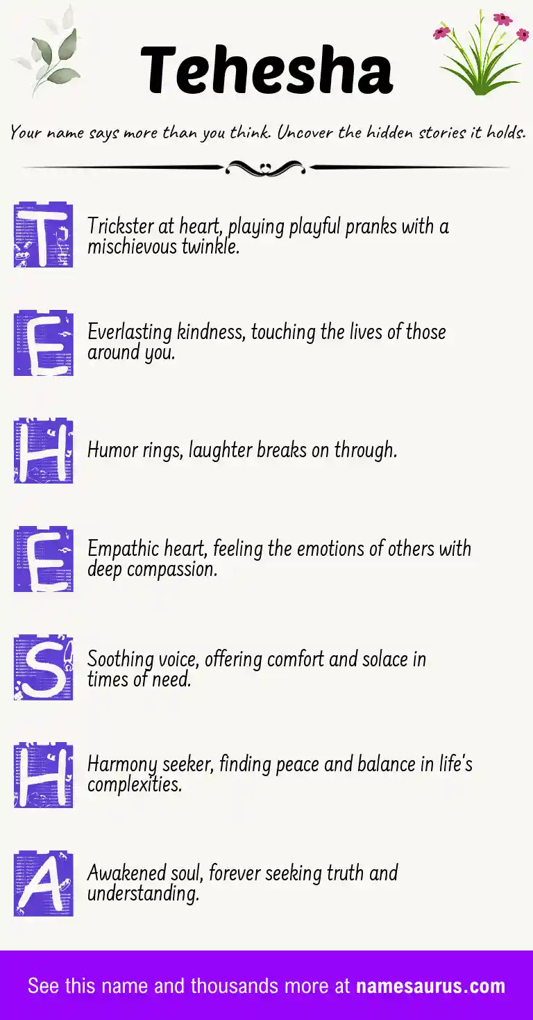 Acrostic poem about Tehesha.