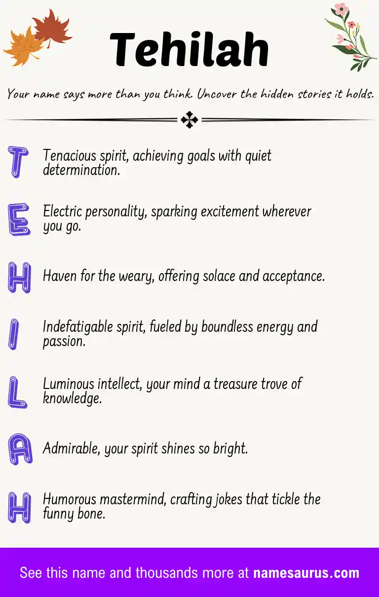 Acrostic poem about Tehilah.