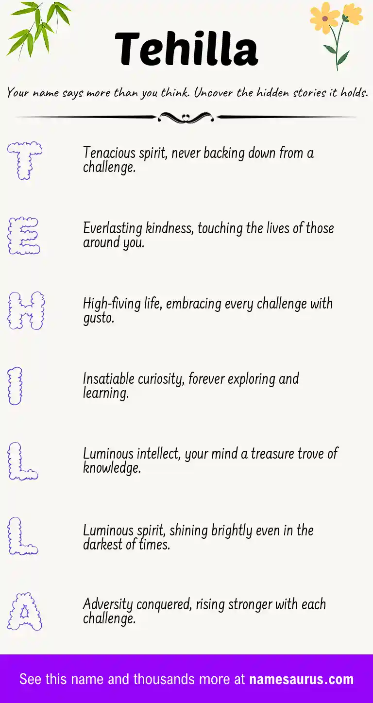 Acrostic poem about Tehilla.