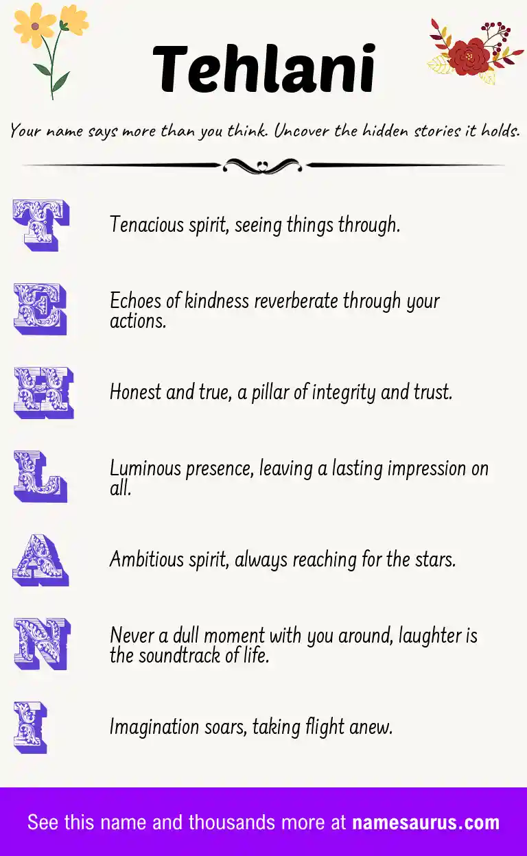 Acrostic poem about Tehlani.