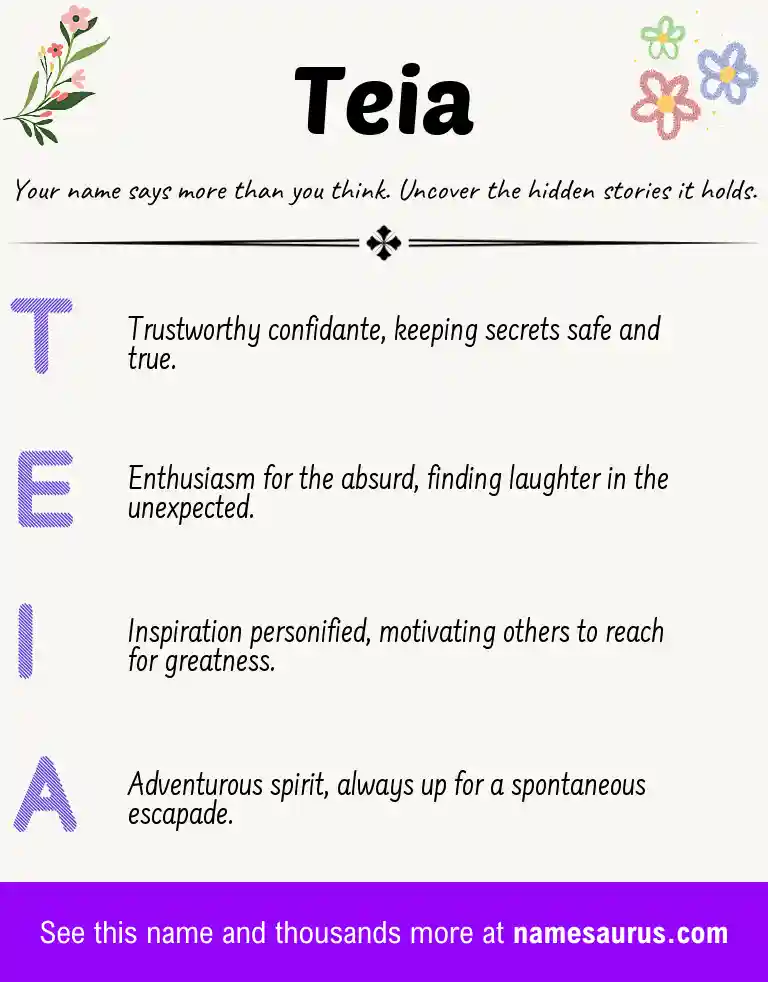 Acrostic poem about Teia.